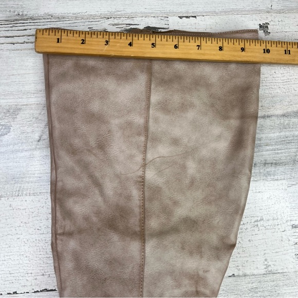 Torrid 9W Tan Tall Boots Stacked Block Heel Side Zip Wide Calf Burnished Vegan - Picture 9 of 16